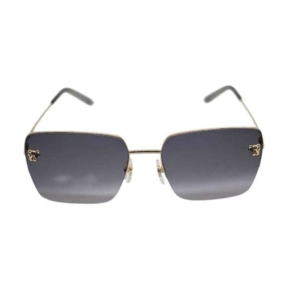 CARTIER Gold and Black Square Sunglasses - Picture 7 of 9